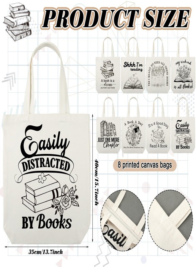 مجموعة حقائب حمل الكتب القماشية من SilTriangle، 8 قطع، هدية مثالية لعشاق الكتب في المكتبات، حقيبة قماشية قابلة لإعادة الاستخدام للنساء والرجال ومحبي القراءة والمعلمين وأمناء المكتبات. - Image 5